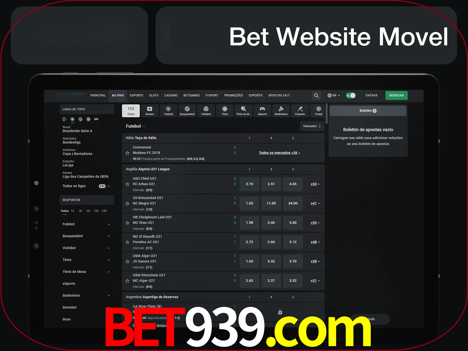 Use nosso website em qualquer dispositivo.